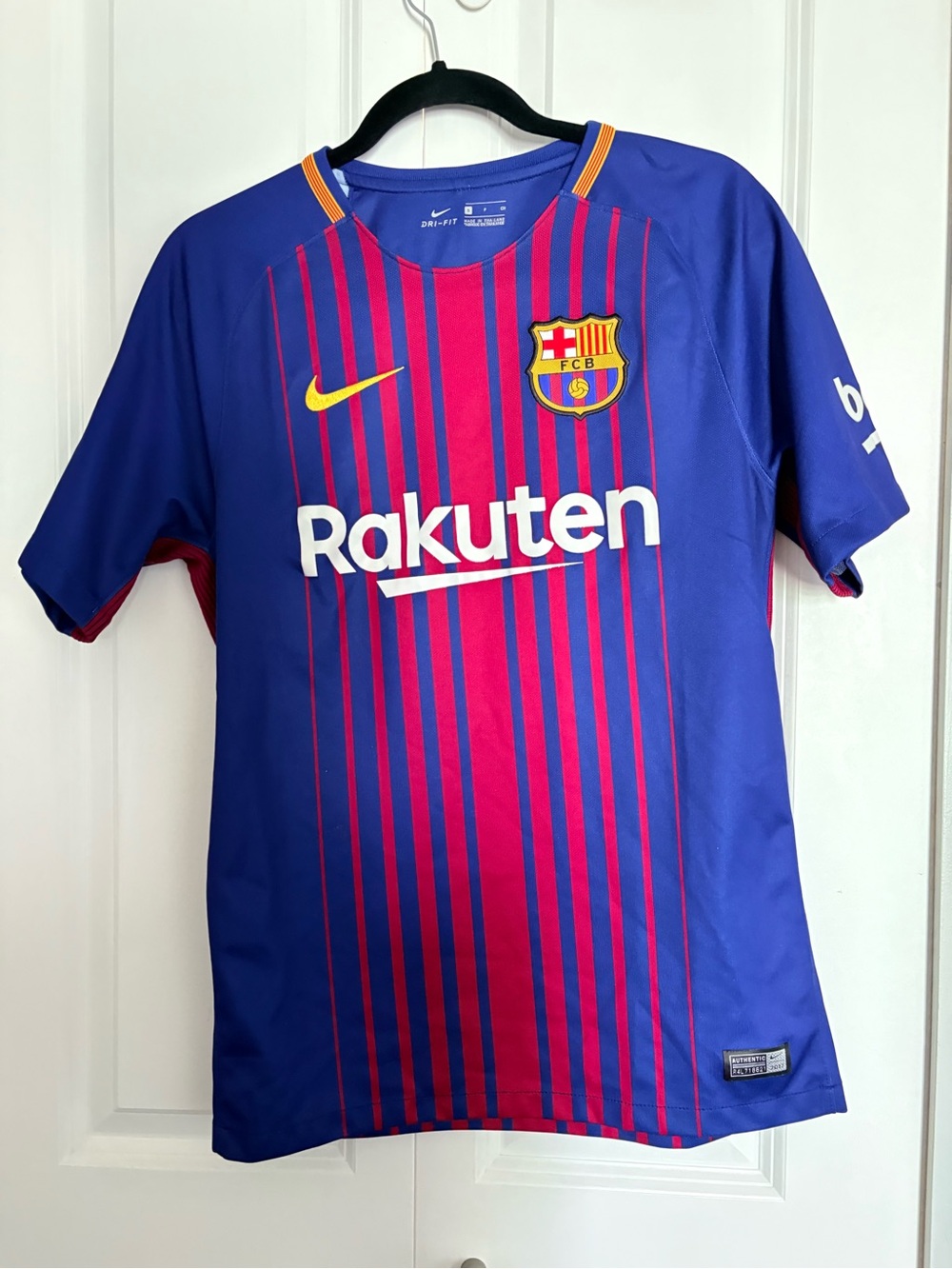 Nike 2017 Barcelona FC Blue & Red Home Jersey with Yellow Swoosh